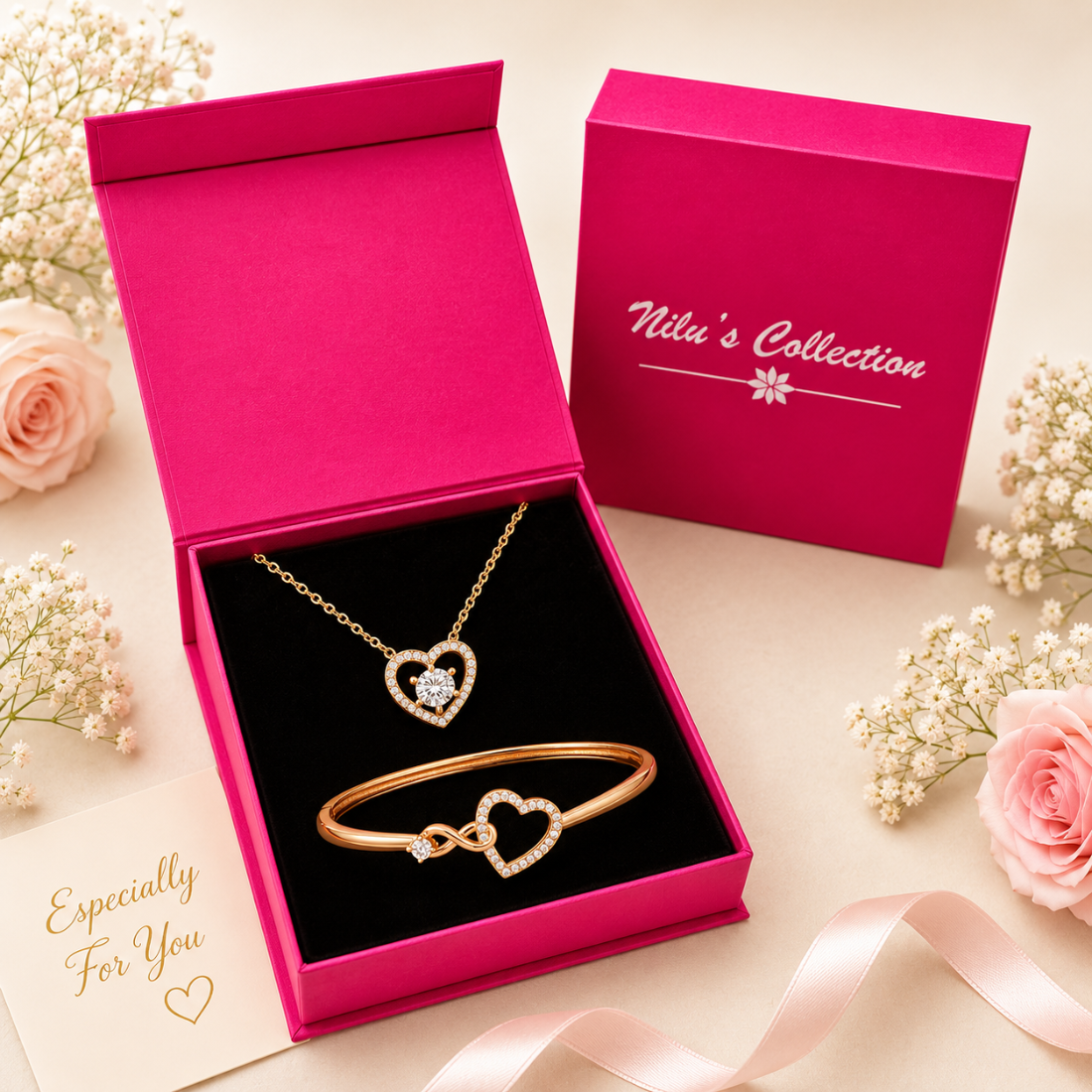 Blush Heart Rose Gold Stack Set