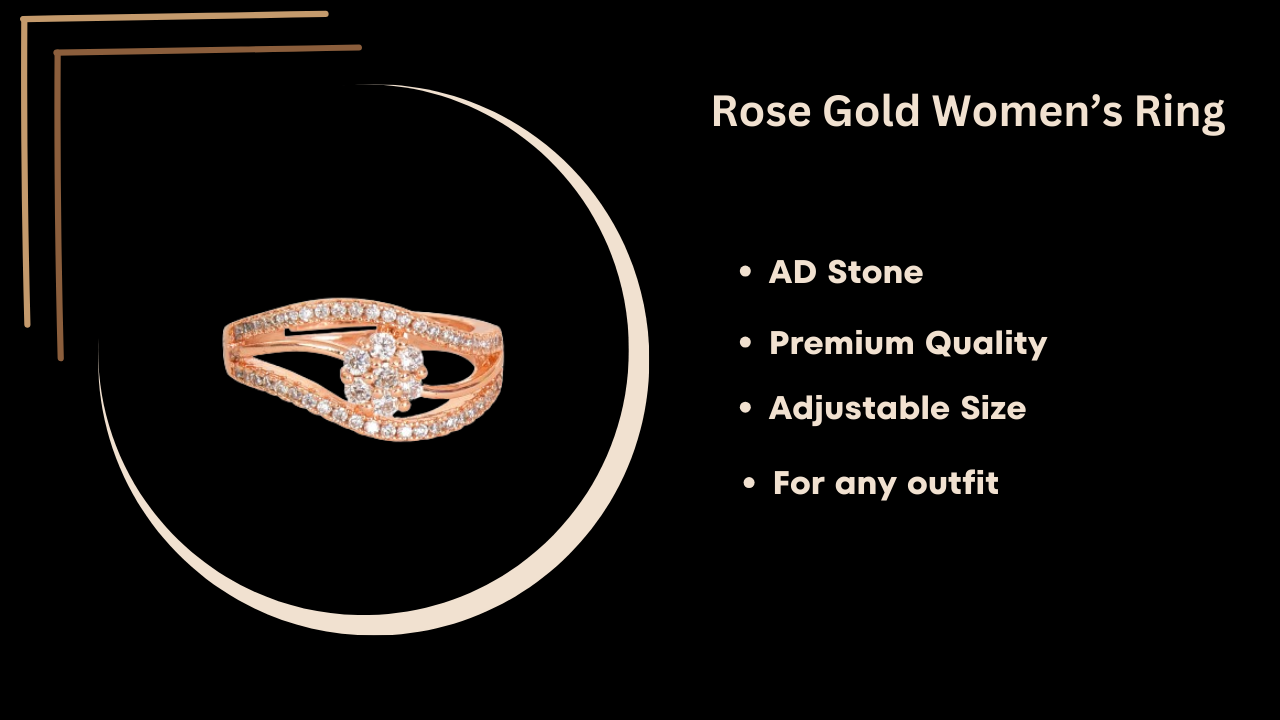 Rose Gold Plated | Adjustable| American Diamond Studded | Finger Ring for Women and Girls, Style 1
