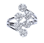 Sliver Plated Elegant American Diamond Studded Sparkling Adjustable Finger Ring for Women and Girls