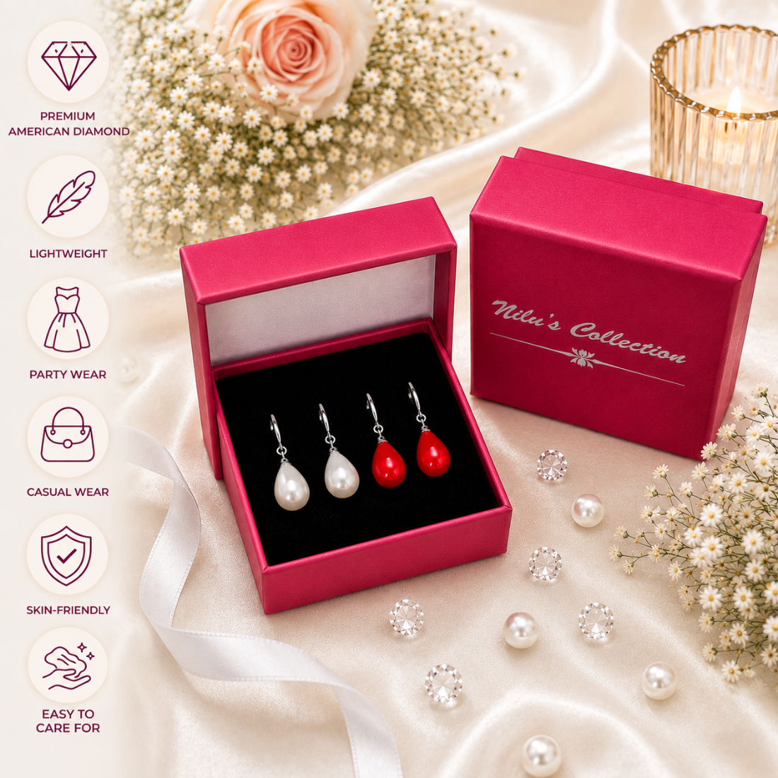 Pearl Pop Value Set Drop Earrings for Women and Girl| Valentine Gift