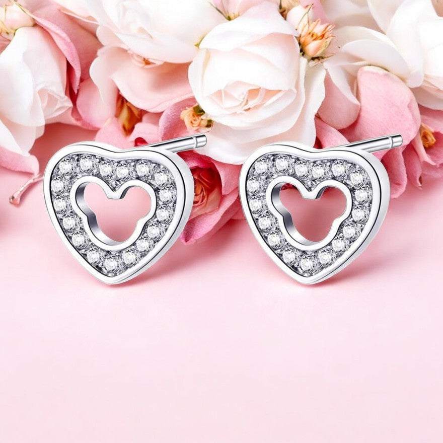 Silver Plated Sparkling Heart Studs