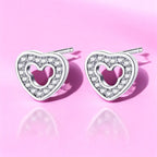 Silver Plated Sparkling Heart Studs