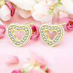 Gold Plated Sparkling Heart Studs