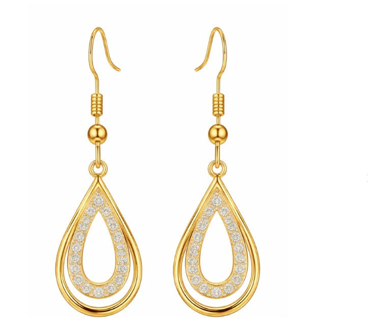 Nilu's Collection Rose Gold Drop Earrings With American Diamond For Women And Girls