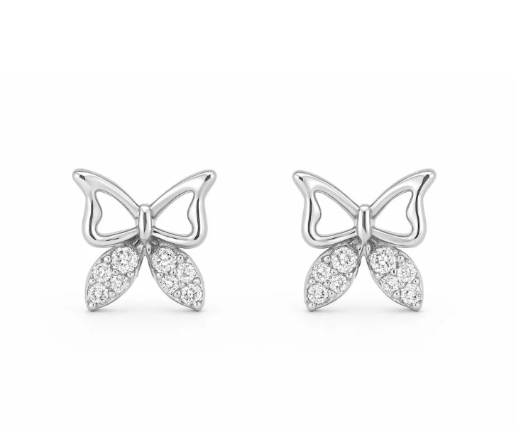 18k Rose Gold Plated Clip On Hoop Earrings, Latest Fancy Stylish Zircon Copper Bali Earrings for Women and Girls (butterfly)