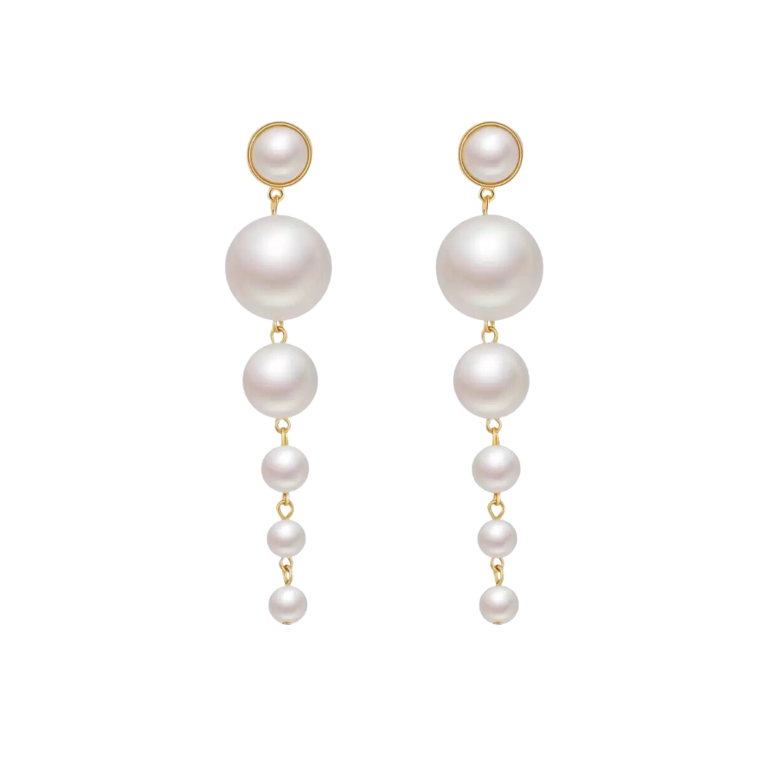 Nilu's Collection Trendy Elegant Big Simulated Pearl Dangle & Drop Earrings | Wedding, Formal event, Gift
