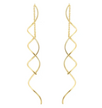 Spiral Threader Earrings for Women, Twisted Spiral Drop Dangle Earrings, Unique Minimal Everyday Earrings (Rose Gold)