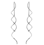 Spiral Threader Earrings for Women, Twisted Spiral Drop Dangle Earrings, Unique Minimal Everyday Earrings (Rose Gold)