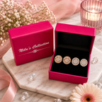 Rose Gold Circular Stud Earrings Set