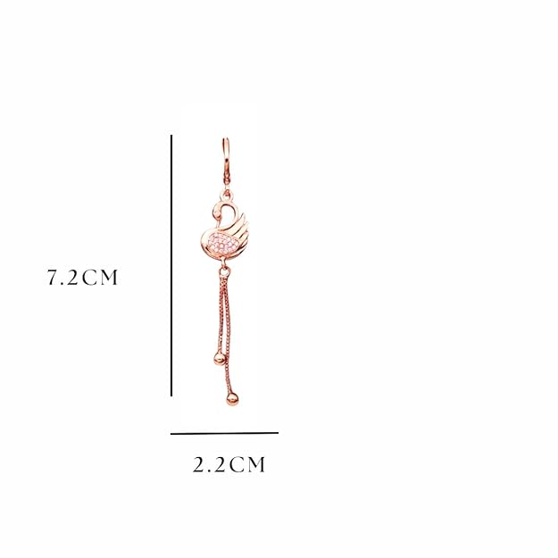 Rose Gold PlatedLatkan American Diamond Studded Drop Earrings for Women and Girls