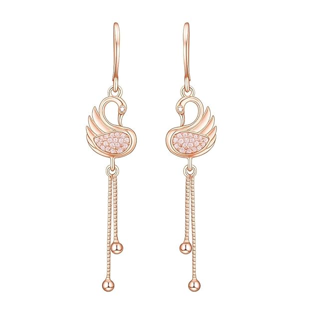 Rose Gold PlatedLatkan American Diamond Studded Drop Earrings for Women and Girls