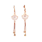 Rose Gold Long Earrings, American Diamond Studded Lightweight Drop Earrings for Women and Girls (rose)