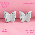 Premium Quality Dual Butterfly Silver Plated Stud Earrings for Girls, Women and Kids