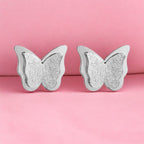 Premium Quality Dual Butterfly Silver Plated Stud Earrings for Girls, Women and Kids