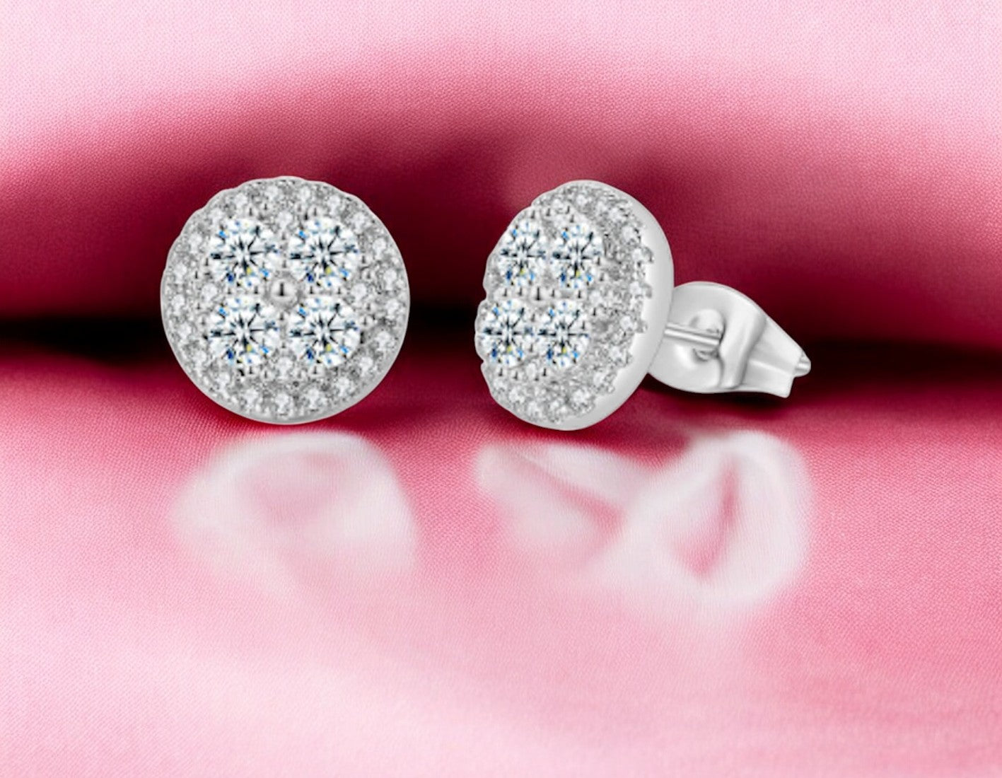 Premium Quality Silver Plated Round Micro Zircon Stone Stud Earring for Woman and Girls