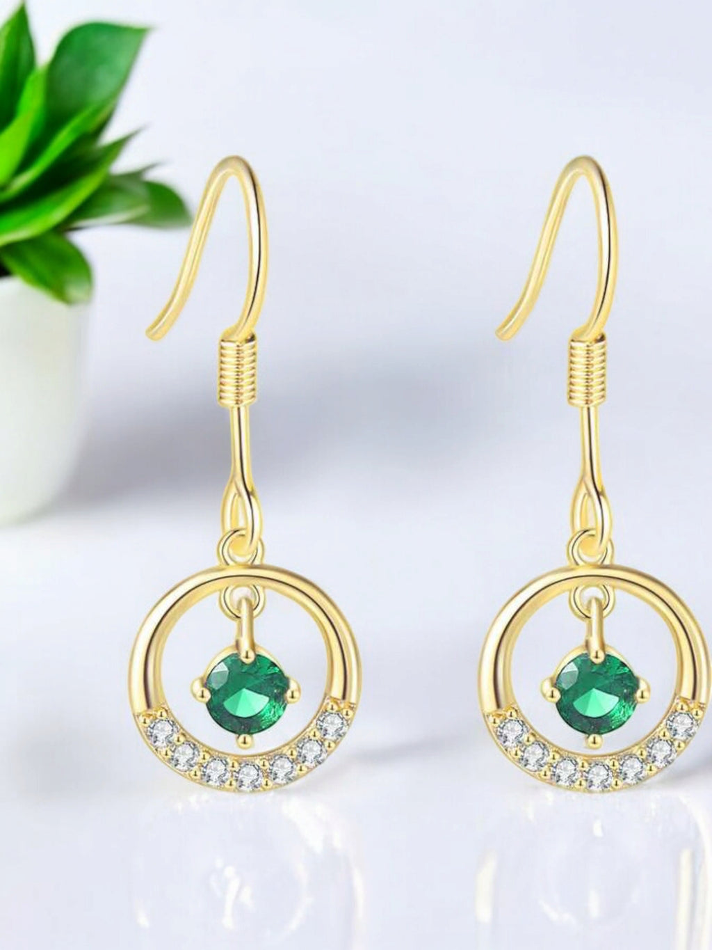 Cubic Zirconia Contemporary Crystal Drop Earrings, Danglers for Women & Girls (Gold)