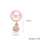 Simulated Pearl Drop Earrings for Women, Cubic Zirconia Pearl Beads Earring, Rose Gold