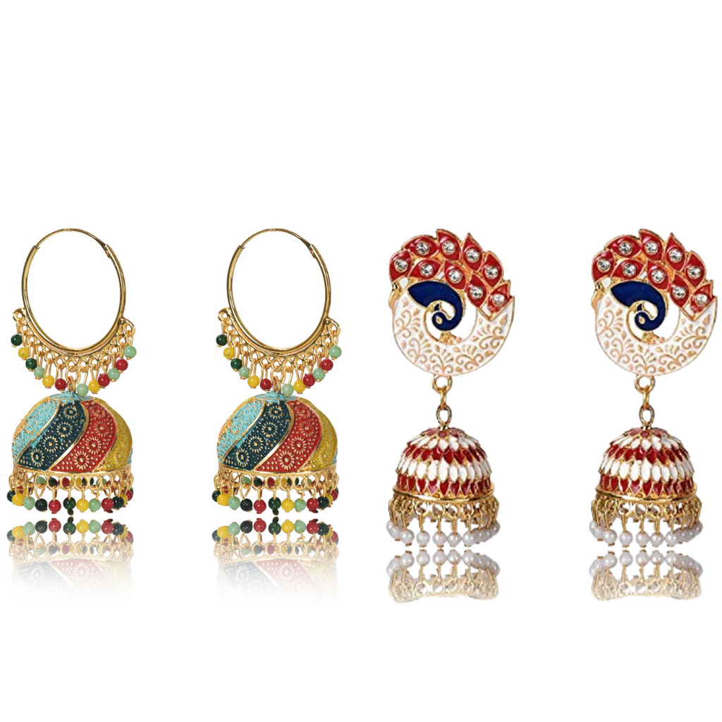 The Bloom Set| Value Set| Oxidised Jhumka Earrings| Ethnic Jhumki Collection for Women and Girls