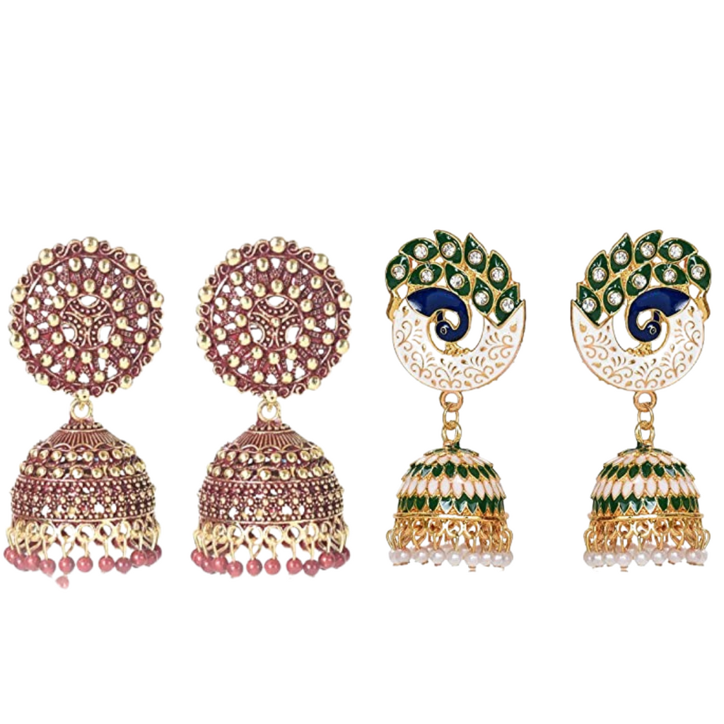 The Bloom Set| Value Set| Oxidised Jhumka Earrings| Ethnic Jhumki Collection for Women and Girls