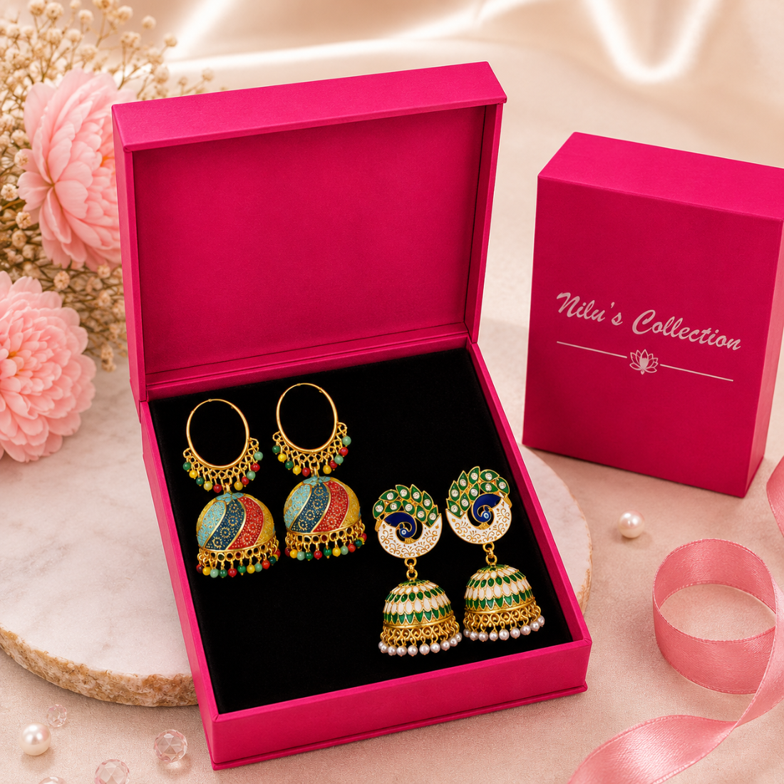 Desi Drip Oxidised Pink Jhumka Earrings