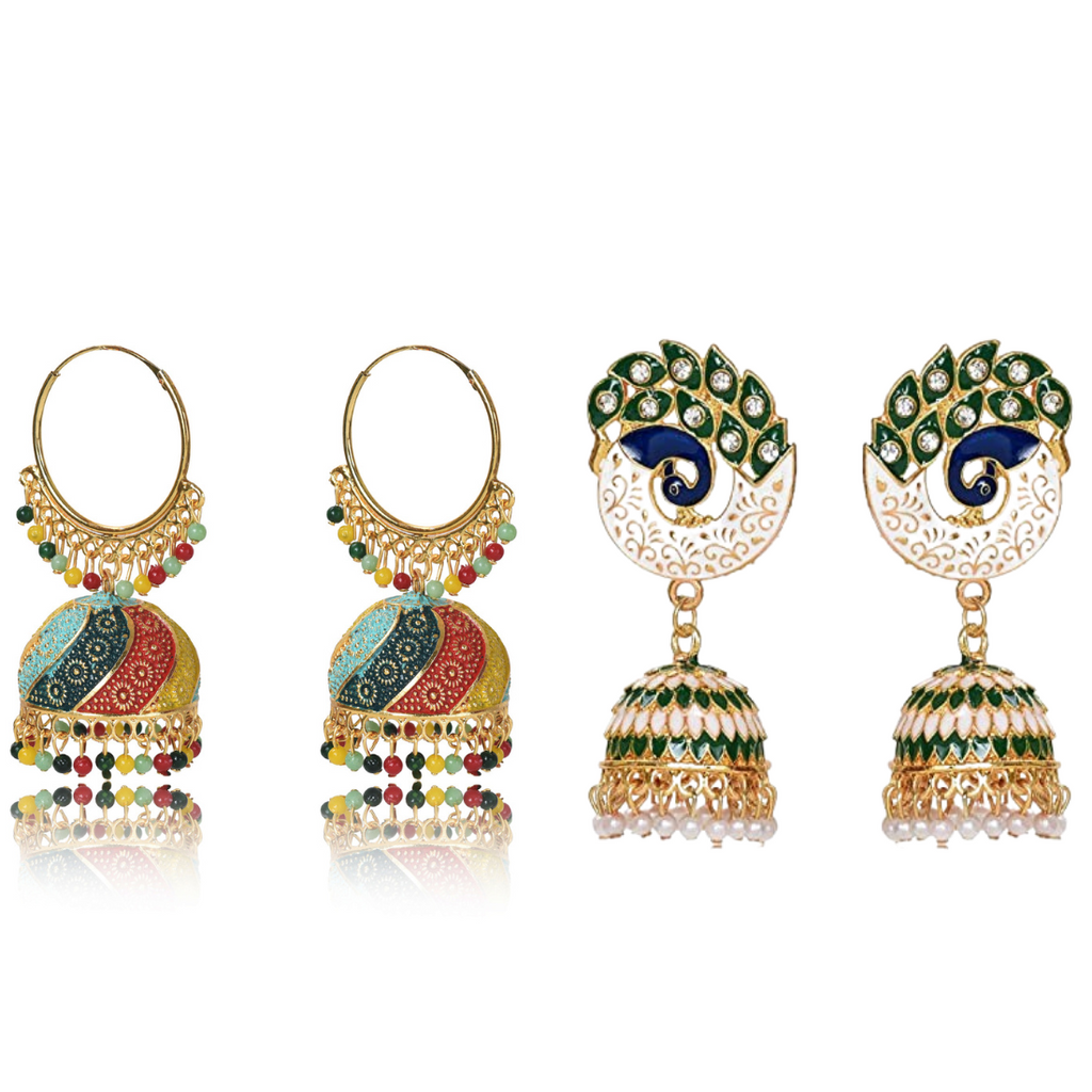 The Bloom Set| Value Set| Oxidised Jhumka Earrings| Ethnic Jhumki Collection for Women and Girls