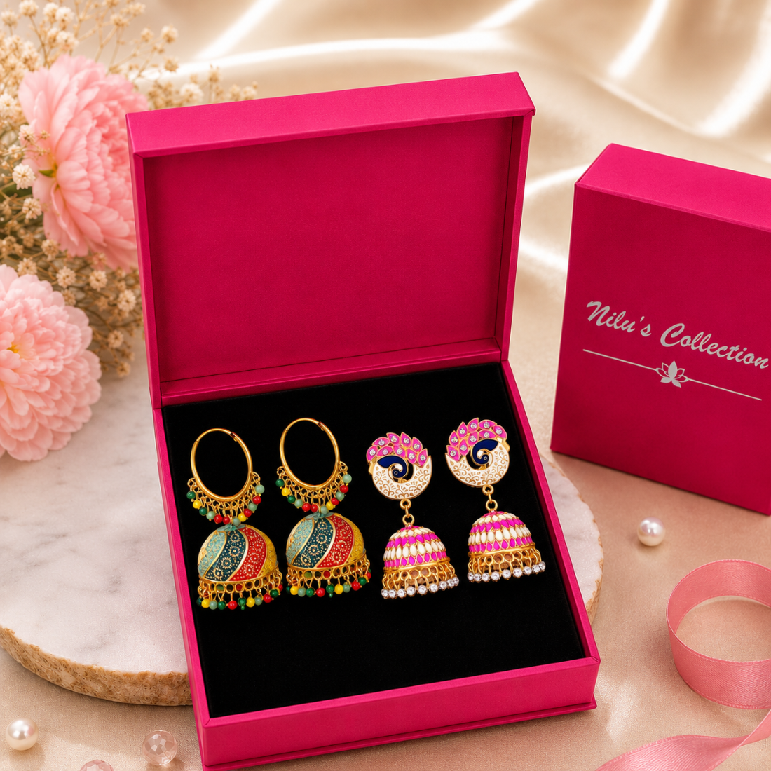 Desi Drip Oxidised Pink Jhumka Earrings