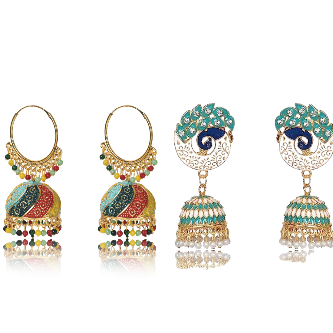 The Bloom Set| Value Set| Oxidised Jhumka Earrings| Ethnic Jhumki Collection for Women and Girls