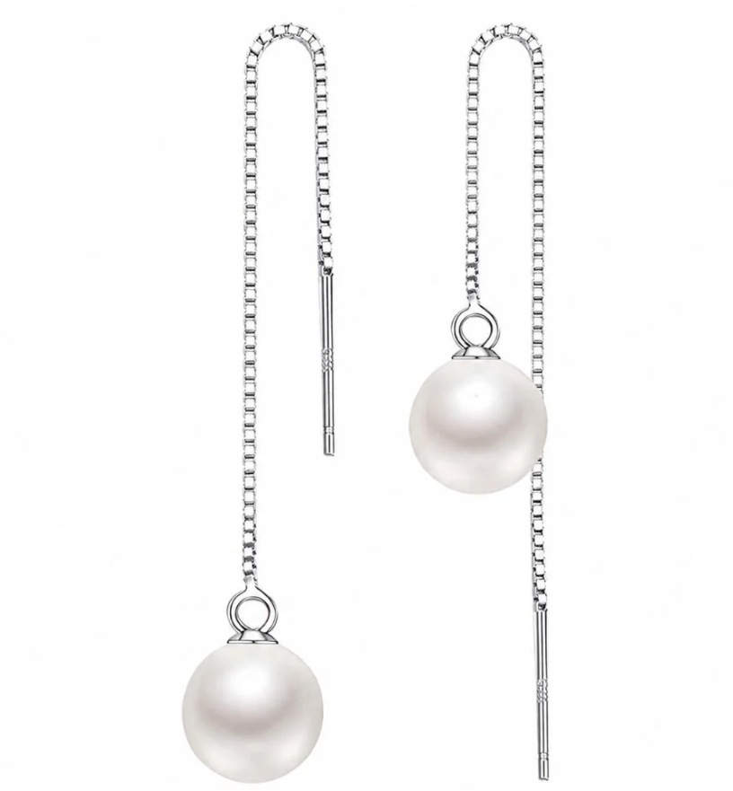 Pearl Tassel Long Drop Earrings