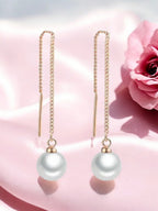 Pearl Tassel Long Drop Earrings for Women/Girls | Light weight | Sleek & Beautiful