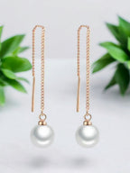 Pearl Tassel Long Drop Earrings for Women/Girls | Light weight | Sleek & Beautiful