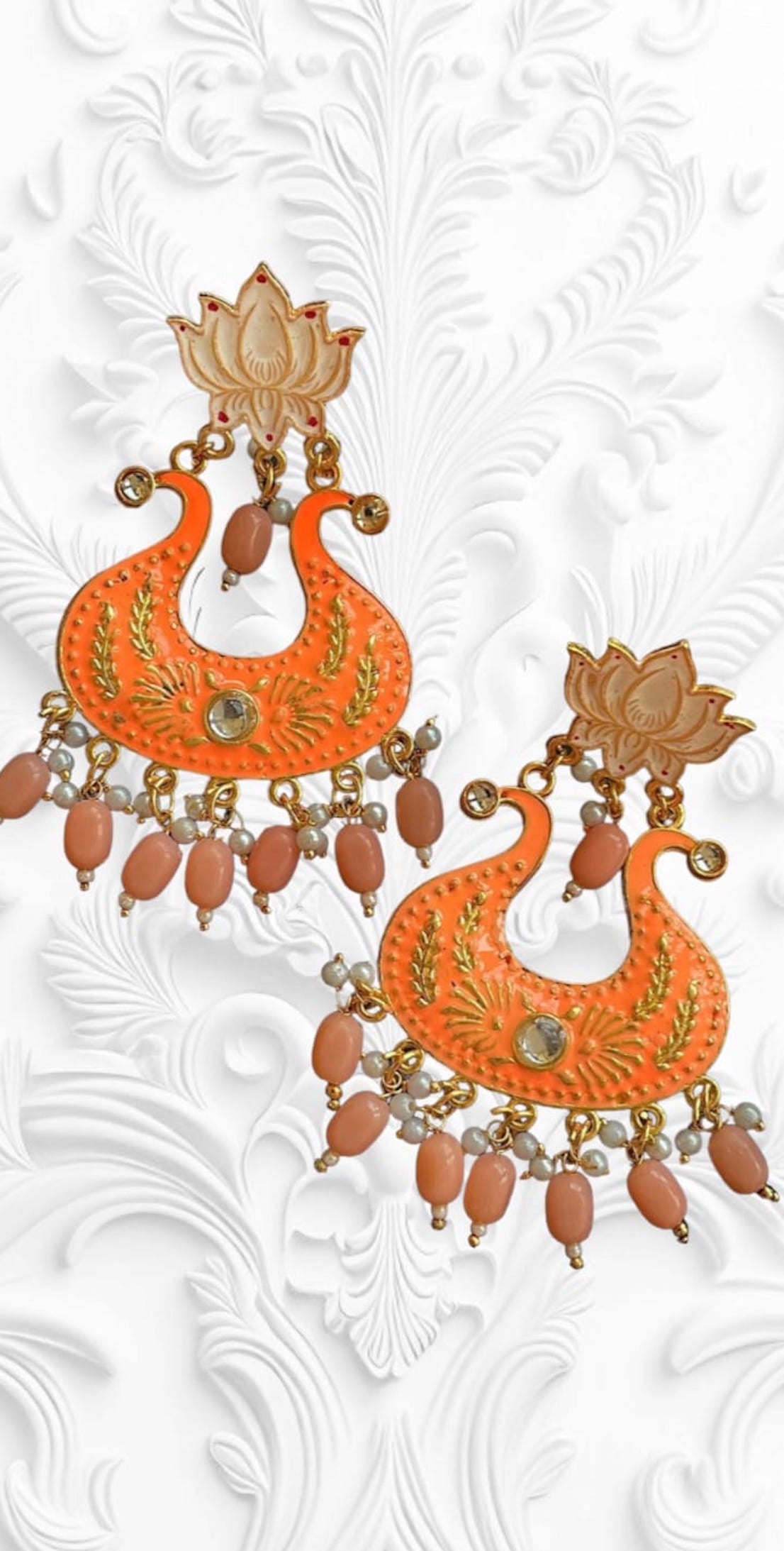 Nilu's Collection Handmade Ethnic Designer Orange Floral Jhumka for Women & Girls Jhumki Earring
