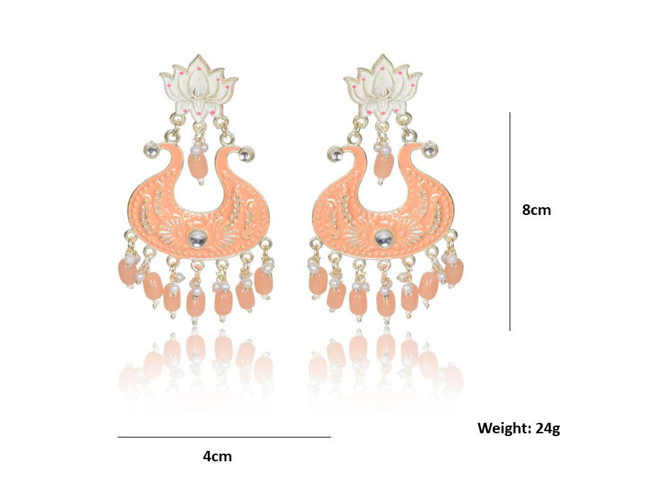 Nilu's Collection Handmade Ethnic Designer Orange Floral Jhumka for Women & Girls Jhumki Earring