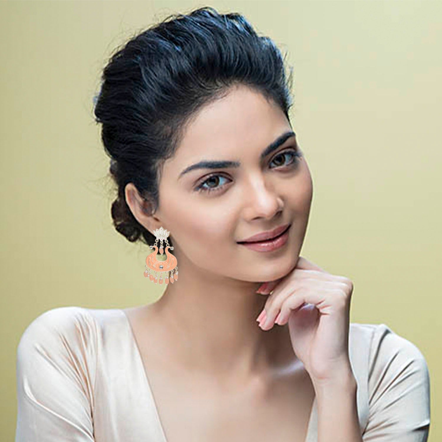 Nilu's Collection Handmade Ethnic Designer Orange Floral Jhumka for Women & Girls Jhumki Earring