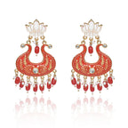 Nilu's Collection Handmade Ethnic Designer Red Floral Jhumka for Women & Girls Jhumki Earring