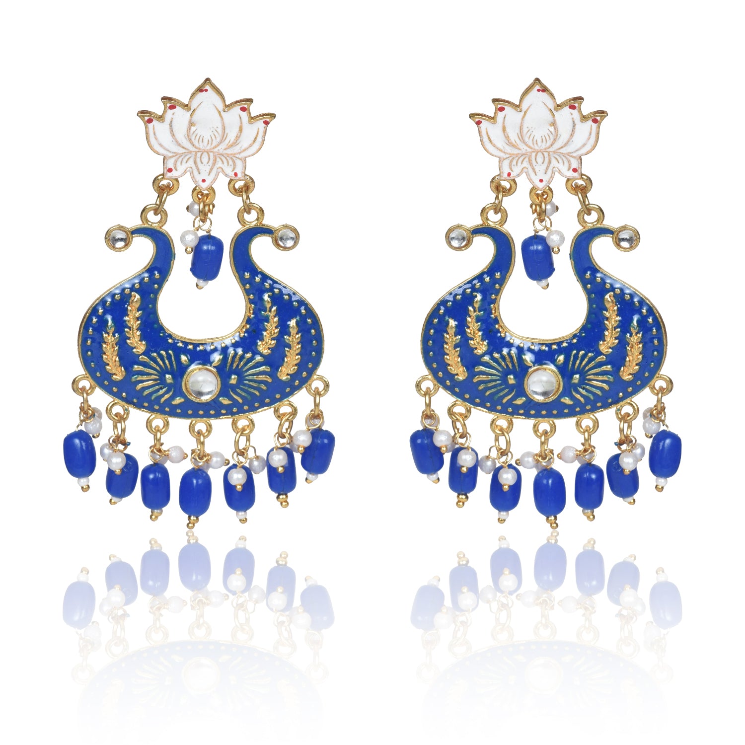 Nilu's Collection Handmade Ethnic Designer Blue Floral Jhumka for Women & Girls Jhumki Earring