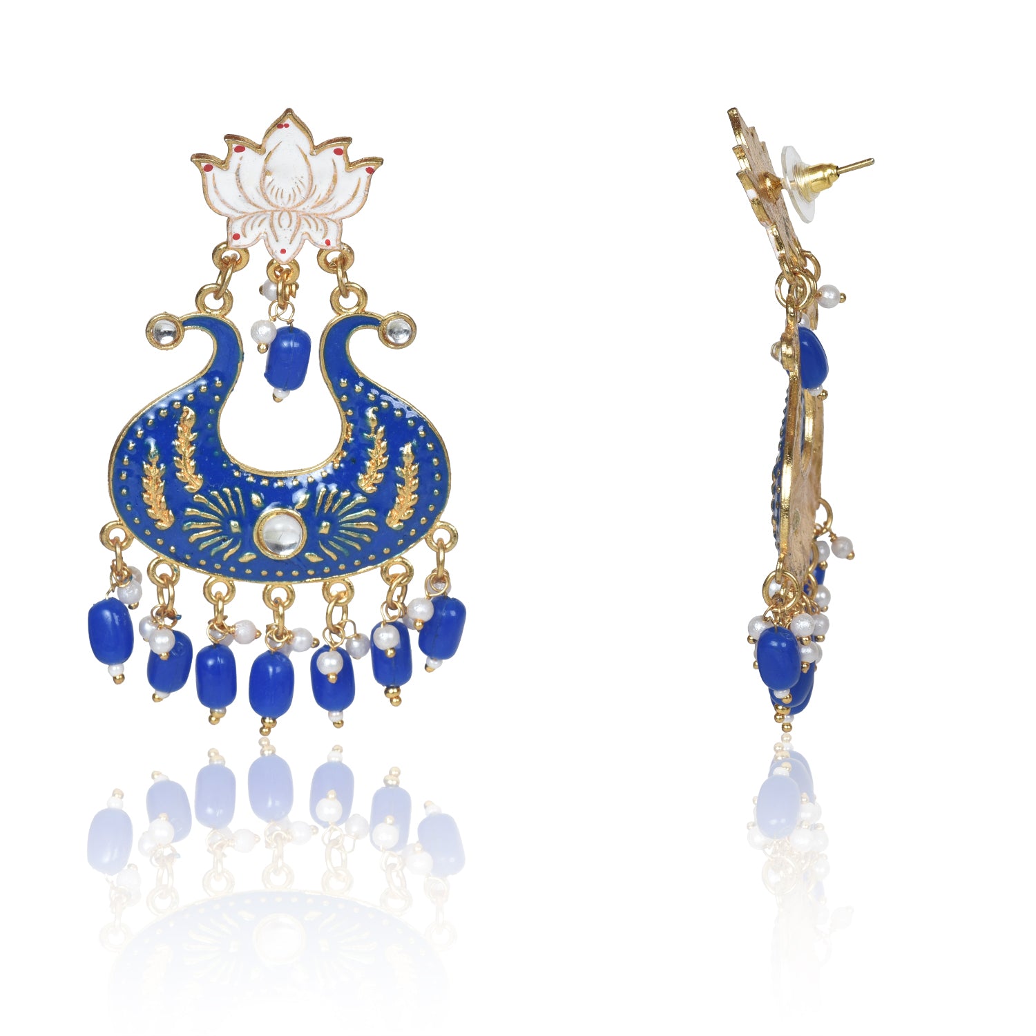 Nilu's Collection Handmade Ethnic Designer Blue Floral Jhumka for Women & Girls Jhumki Earring