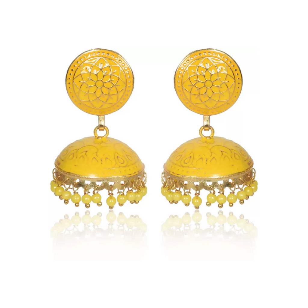 Handmade Ethnic Yellow Brass Earrings