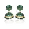 Ethnic Gold Plated Handmade Brass Jhumki/ Jhumka Earrings for Women & Girls (Green)