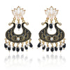 Ethnic Designer Black Floral Brass Jhumka
