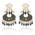 Ethnic Designer Black Floral Brass Jhumka