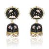Meenakari Traditional Lotus Engraved Jhumki Earring, Dome Shaped Jhumka Earrings with Pearl Beads for Girls and Women