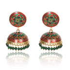 Meenakari Dome Shape Multicolour Lightweight Brass Jhumka for Women & Girls