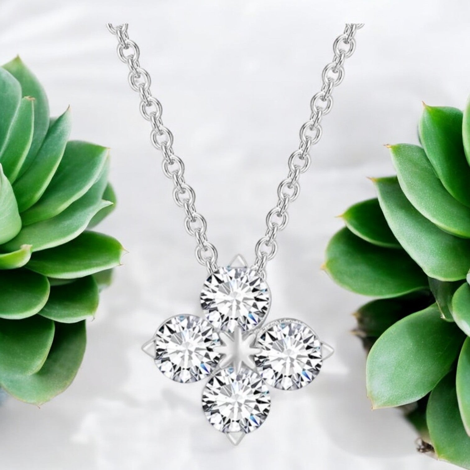 Silver Plated Flower Pendant with Link Chain, Floral Shape Necklace for Women & Girls (Silver)