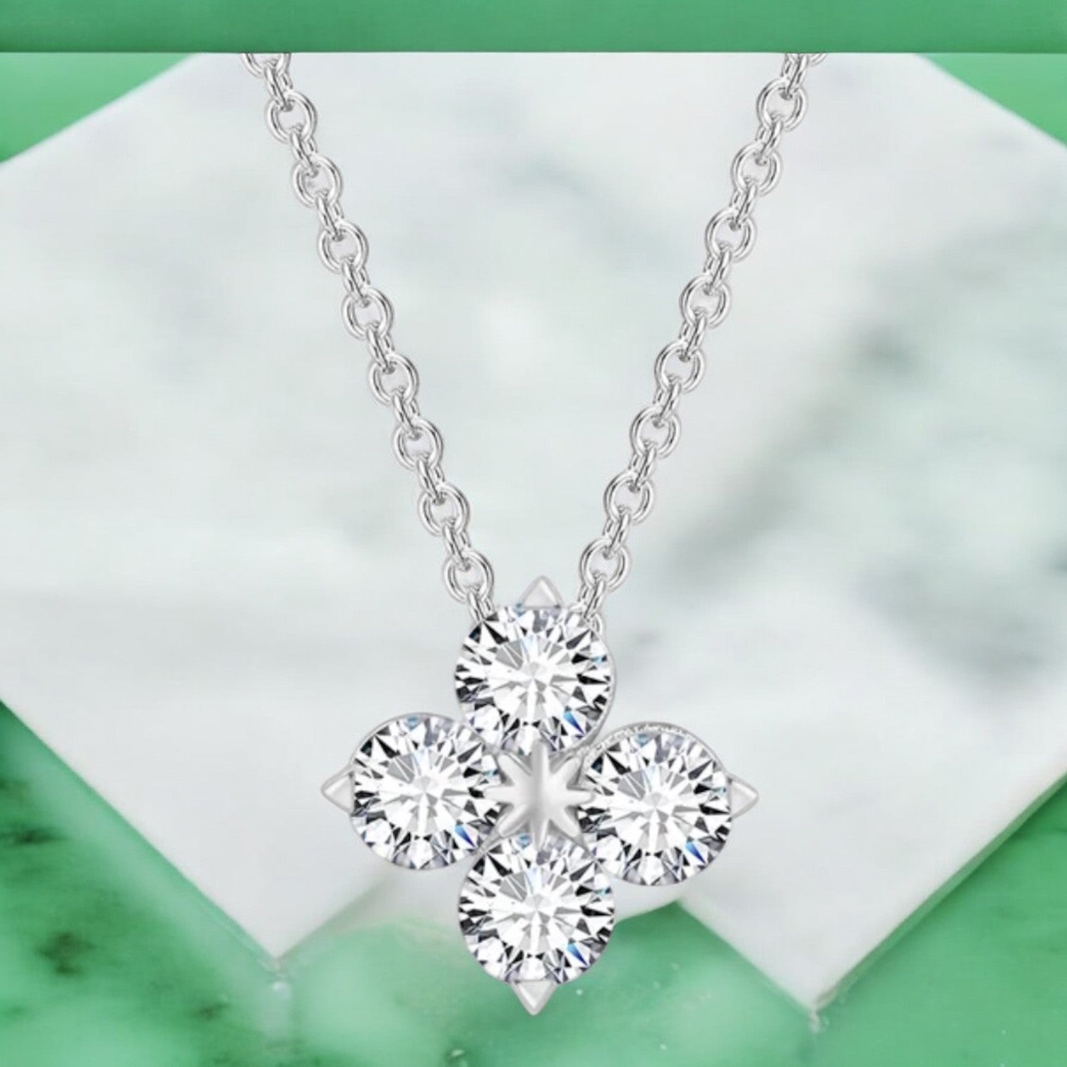 Silver Plated Flower Pendant with Link Chain, Floral Shape Necklace for Women & Girls (Silver)