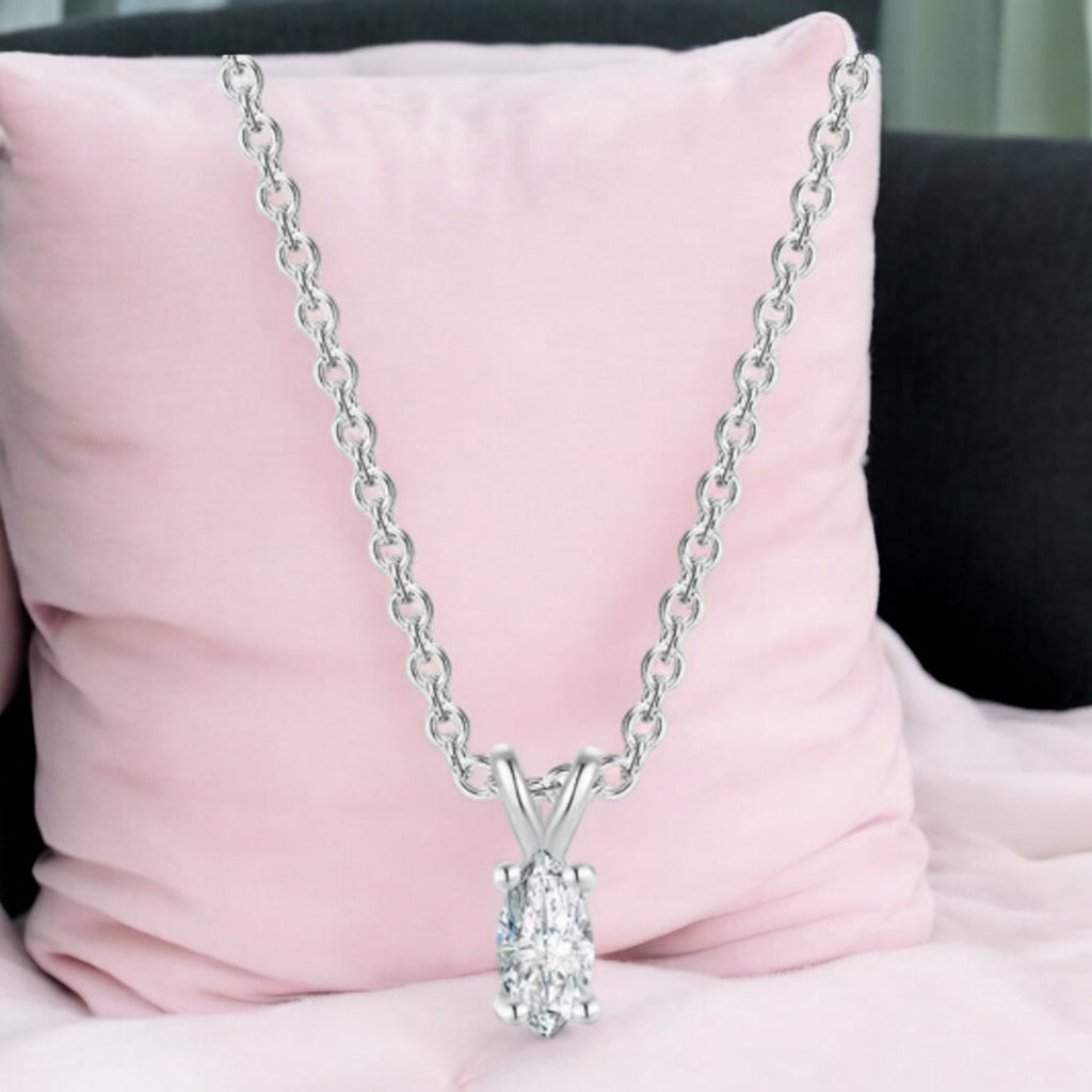 Solitaire Pendant with Silver Plated Chain for Women