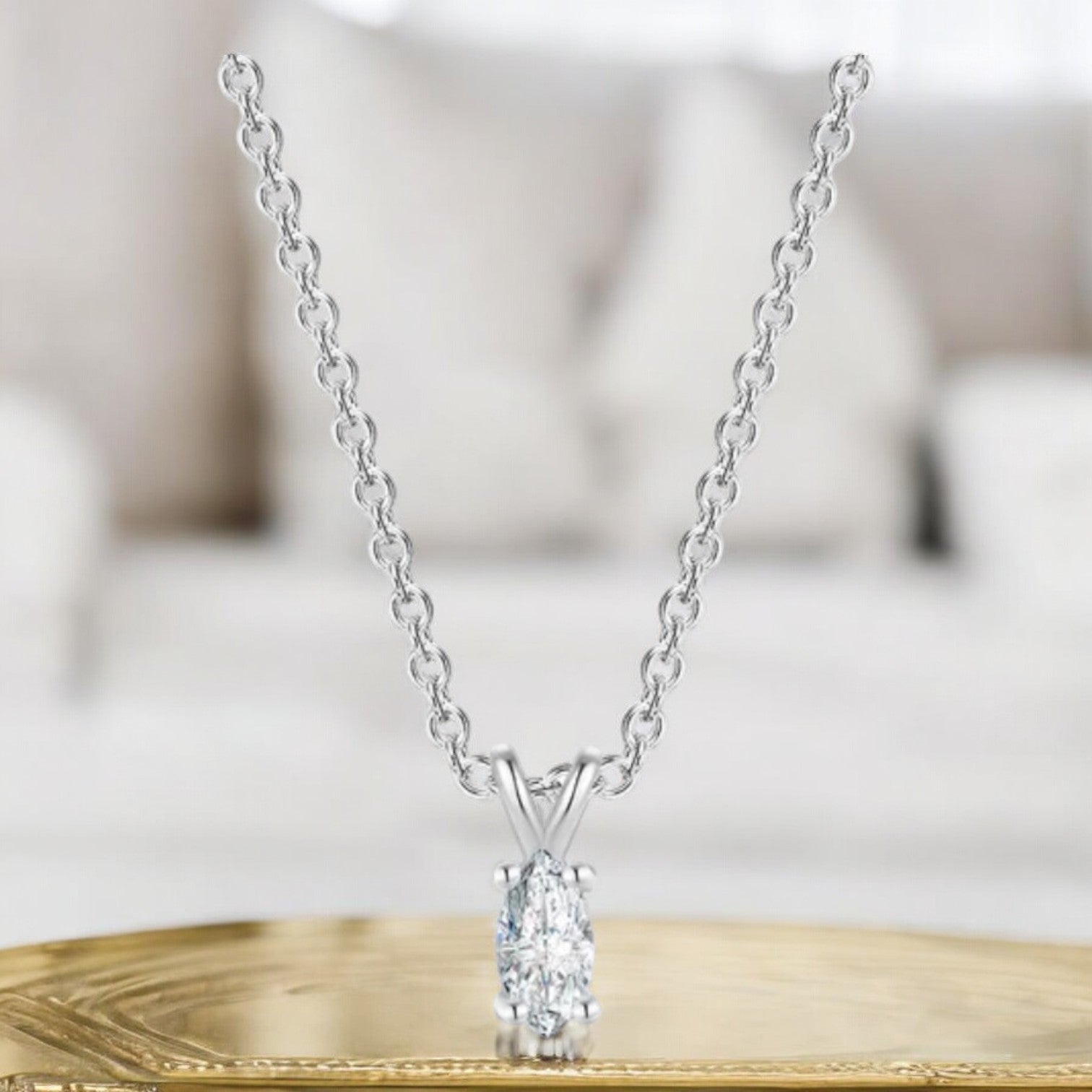Solitaire Pendant with Silver Plated Chain for Women | Diamond like Brilliance Sparkling Zirconia for that Stunning Shine | Lovely Gift (Silver)