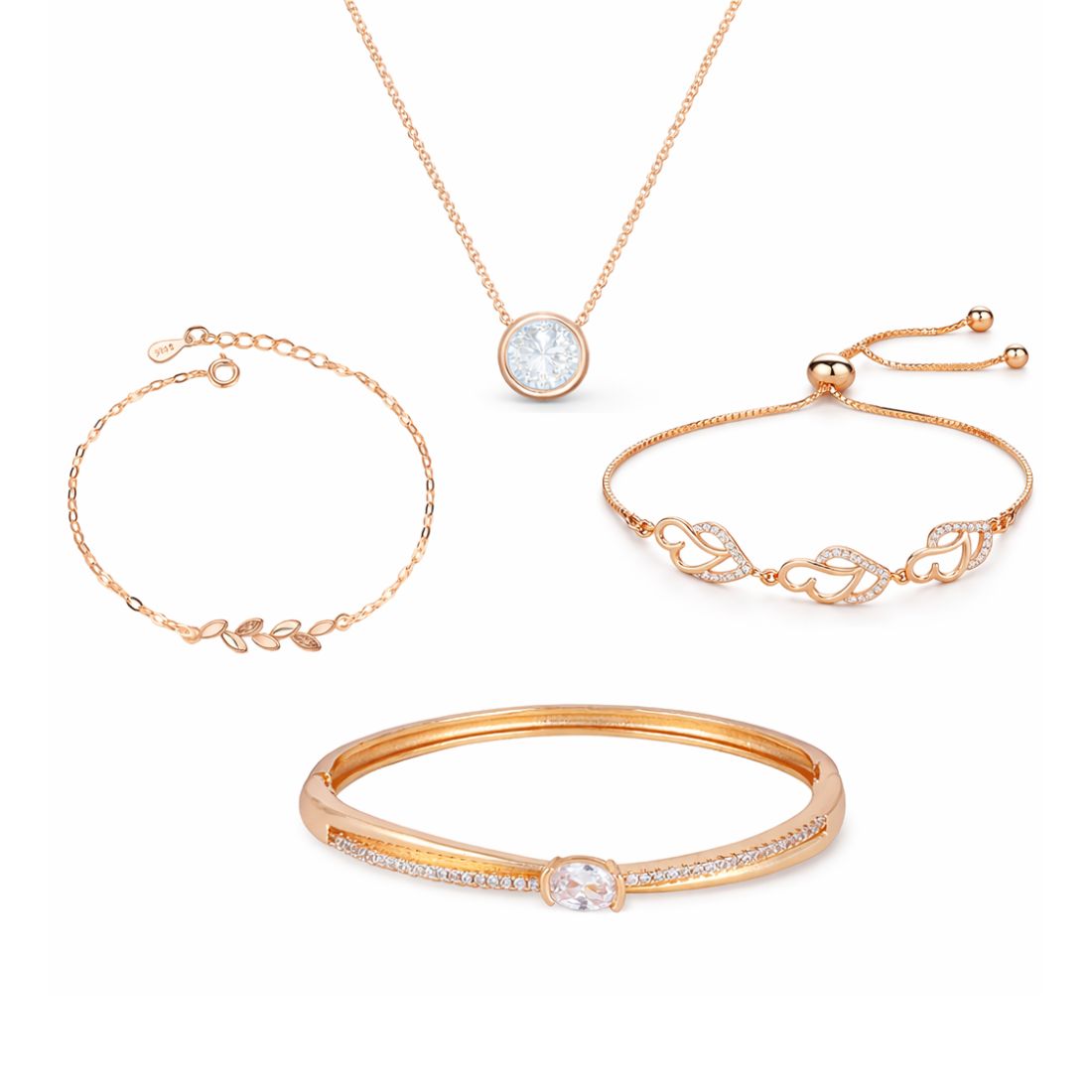 Nilu's Collection Rose Gold Plated Jewelry Combo Set for Women And Girls
