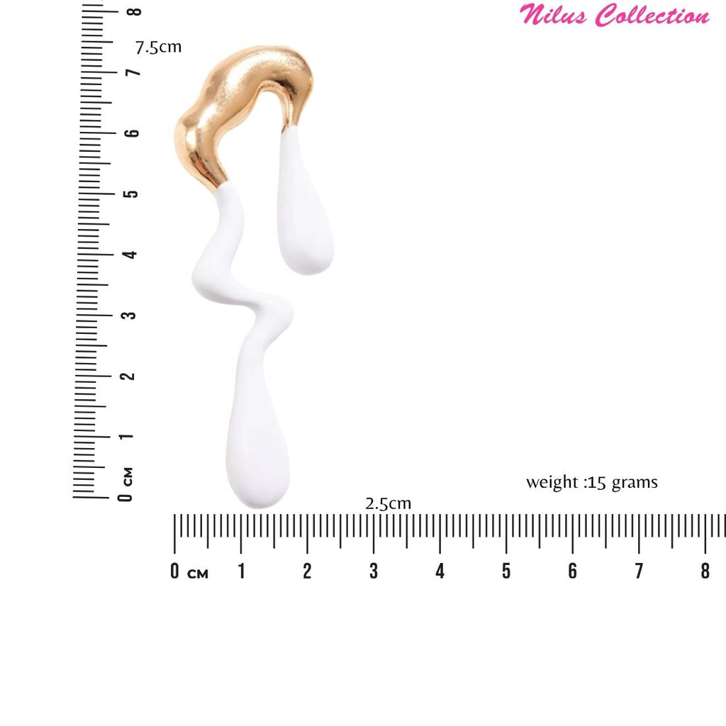 Abstract Drip Design Earrings in White Gold  Trendy and Modern Look | gift for her,gifts for womens & gilrls