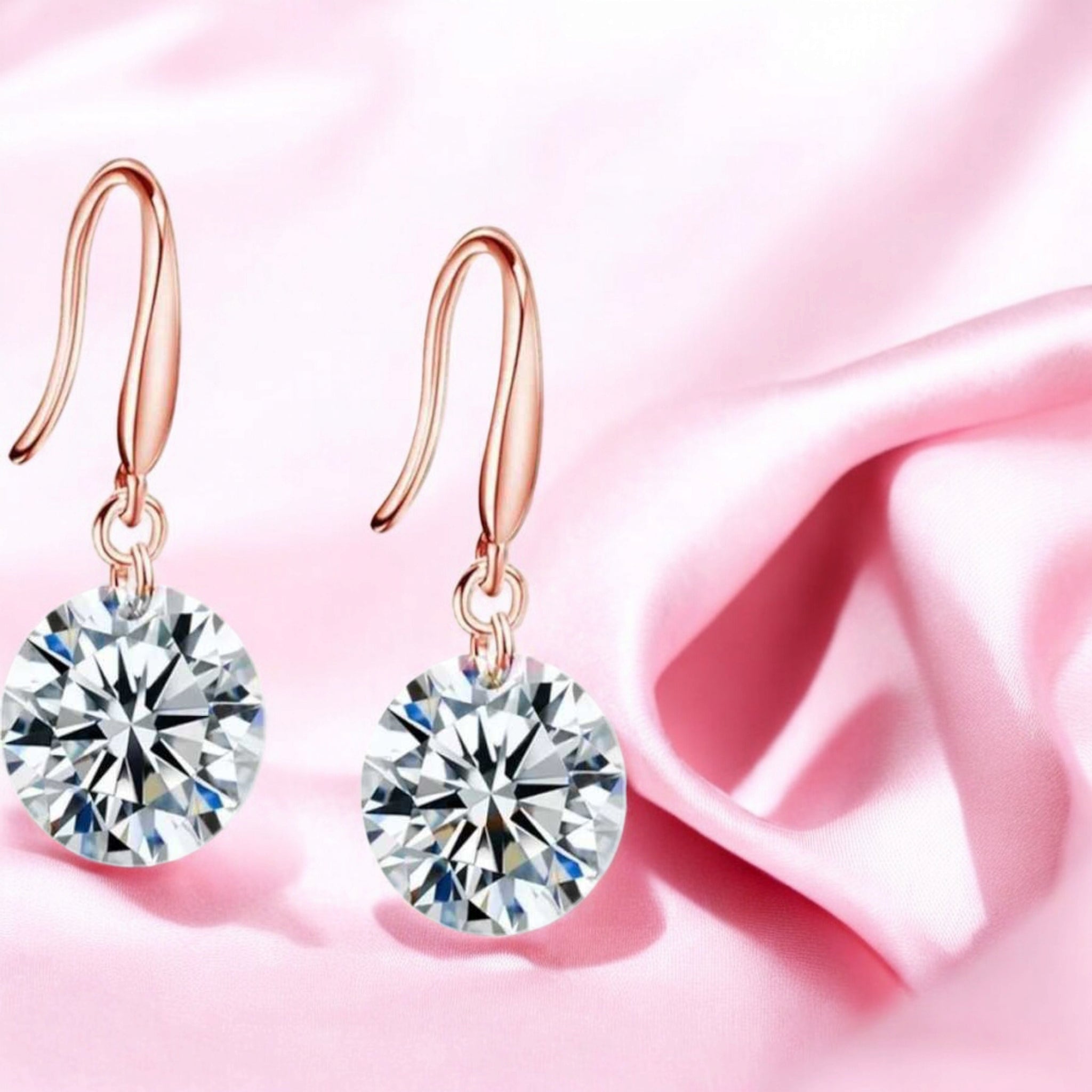 Combo of Rose Gold and Golden Drop Earrings with White Stone for Women d Girl Crystal Copper Stud Earring