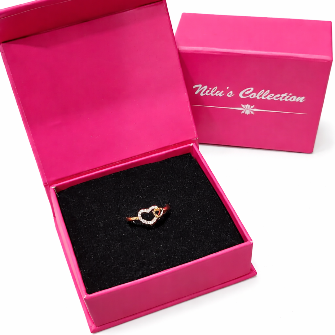 Gift Rose Gold PLated Necklace Set With Adjustable Ring  For Women And Girls
